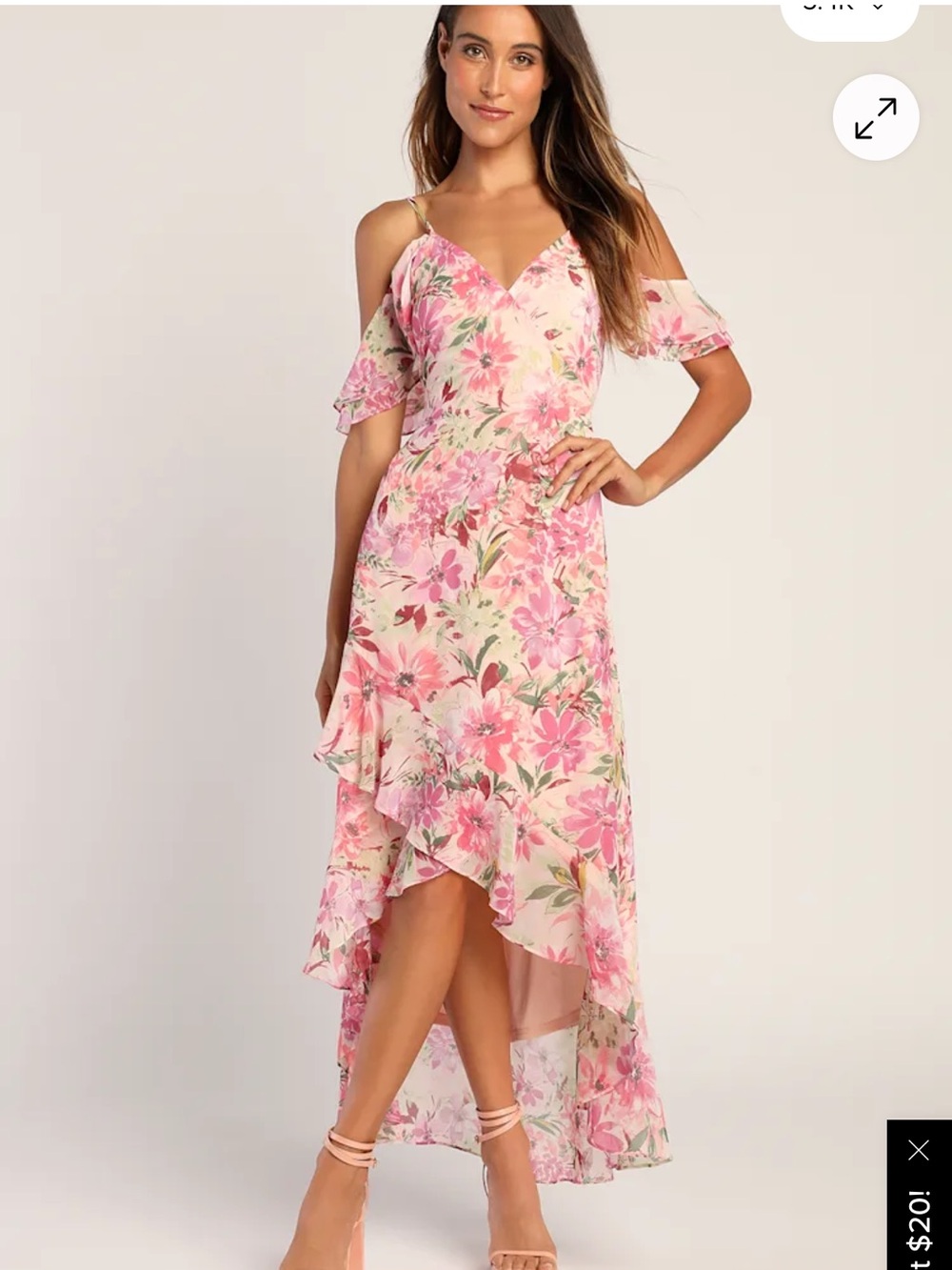 Pink Floral High-Low Ruffle Maxi Dress - Picture 8 of 10